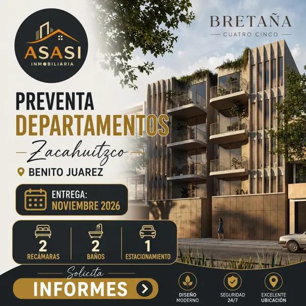 VENTA DEPARTAMENTO BRETAÑA, BENITO JUAREZ