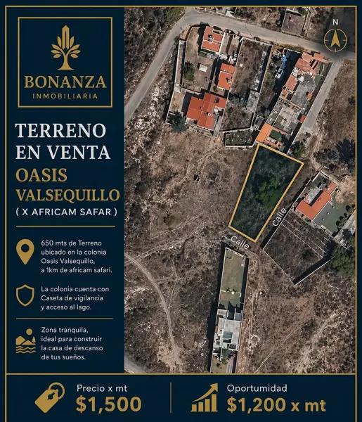 Terreno en oasis Valsequillo.