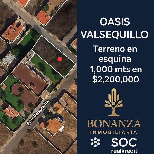 Terreno en esquina en oasis Valsequillo
