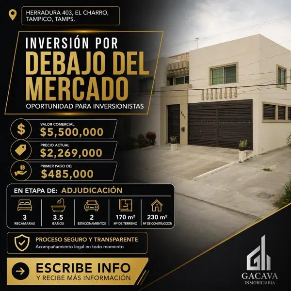 Propiedad adjudicada en zona residencial – El Charro, Tampico Propiedad adjudicada en zona residencial – El Charro, Tampico
