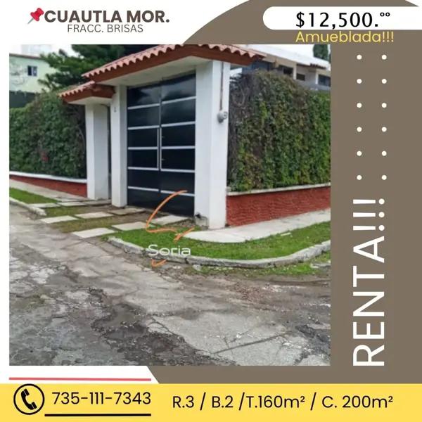 CASA EN BRISAS DE CUAUTLA

RENTA 12,500.00 AMUEBLADA