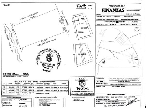 Terreno de 4,000.00 m² en carretera Teapa - Pichucalco