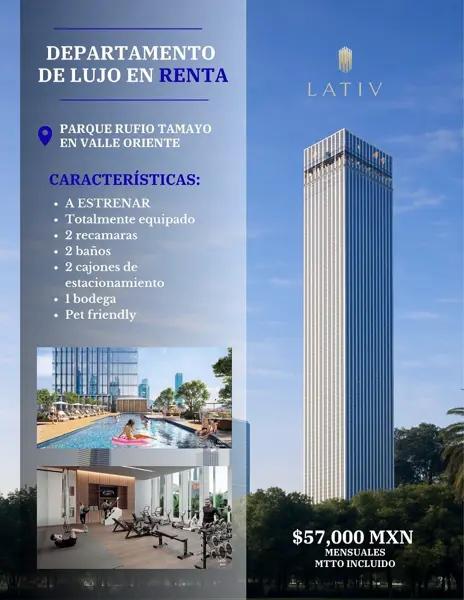 Departamento en RENTA en Torre LATIV en San Pedro Garza García Nuevo León