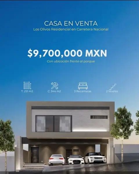 Casa frente a Parque en VENTA en LOS OLIVOS en El Barro en Monterrey NL