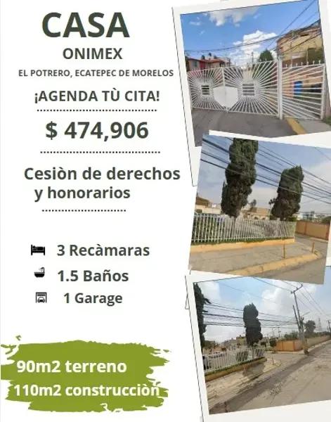 CASA EN ONIMEX EL POTRERO ECATEPEC DE MORELOS CASA EN ONIMEX EL POTRERO ECATEPEC DE MORELOS