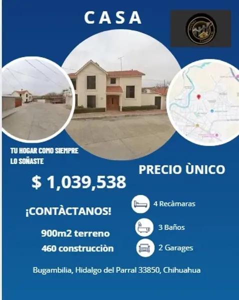 CASA EN BUGAMBILIA EL PARQUE CHIHUAHUA