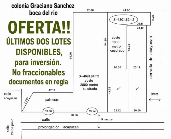 Terreno en venta en Graciano Sánchez Romo, Boca del Río, Veracruz de Ignacio de la Llave Terreno en venta en Graciano Sánchez Romo, Boca del Río, Veracruz de Ignacio de la Llave