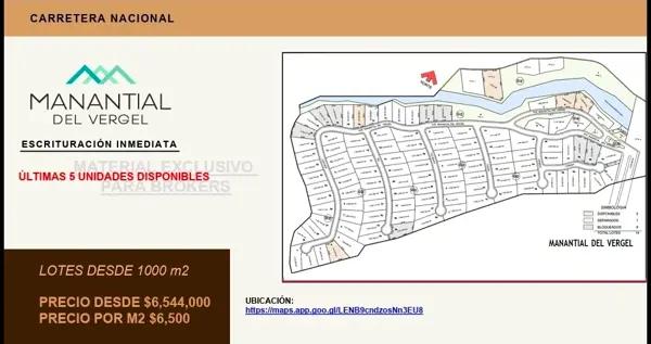Terrenos en VENTA en MANANTIAL DEL VERGEL en Santiago Nuevo León