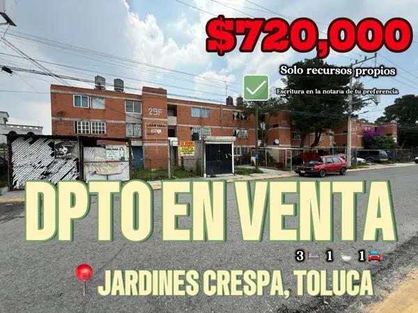 DEPARTAMENTO DE 3 RECAMARAS EN VENTA EN JARDINES DE LA CRESPA EN TOLUCA