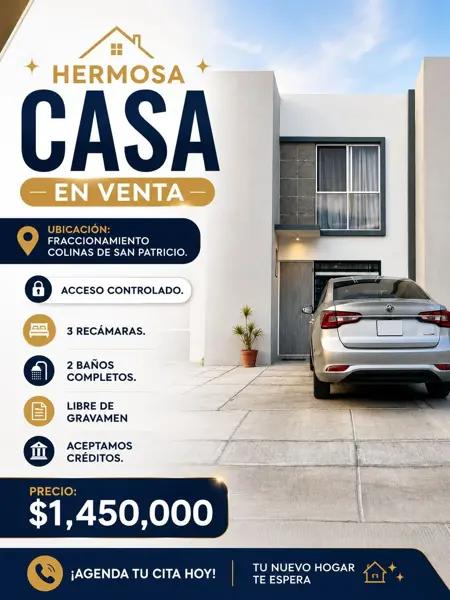 CASA EN VENTA EN FRACCIONAMIENTO COLINAS DE SAN PATRICIO