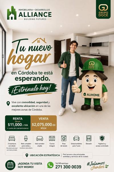 Renta o Venta de Departamento Nuevo en Cordoba Veracruz