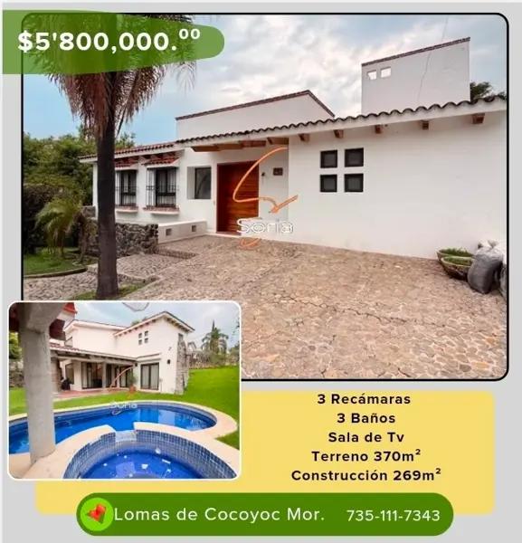 Casa en venta en Lomas de Cocoyoc, Atlatlahucan, Morelos