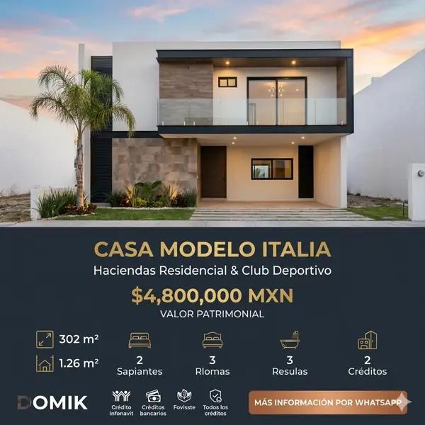 EN VENTA - Casa Modelo Italia en Haciendas Residencial & Club Deportivo - $4,800,000 MXN