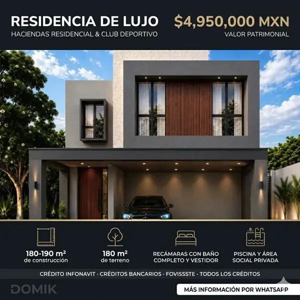 EN VENTA - Residencia de lujo en Haciendas Residencial & Club Deportivo - $4,950,000 MXN