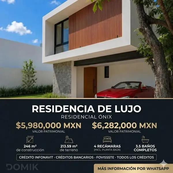 EN VENTA - Residencia de lujo en Residencial Ónix - $5,980,000 MXN (Sin piscina) / $6,282,000 MXN