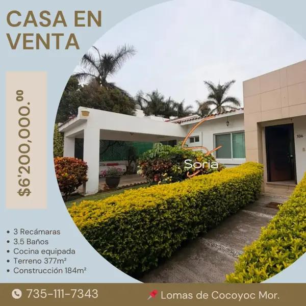 CASA EN  LOMAS DE COCOYOC MORELOS 

UN NIVEL EN VENTA 

Lista para escriturar | Libre de gravamen |