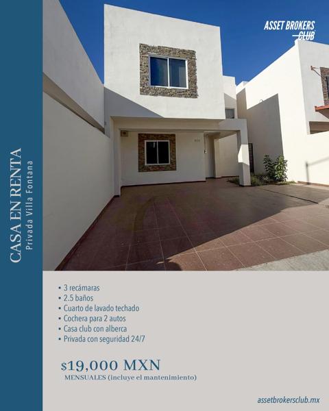 CASA EN RENTA VILLA FONTANA
