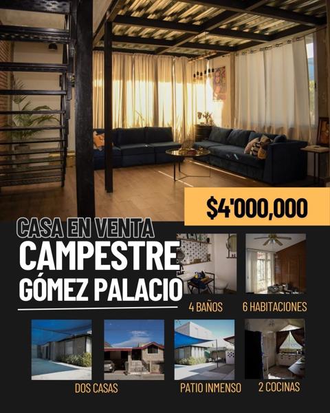 Casa en Venta en El Campestre, Gómez Palacio: Amplia Residencia Cerca de Servicios