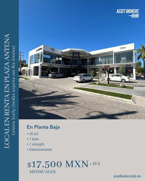 LOCAL EN RENTA PLAZA ANTENA COLONIA SCALLY