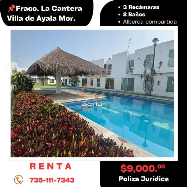 RENTA DE CASA EN FRACC. LA CANTERA

VILLA DE AYALA MOR.