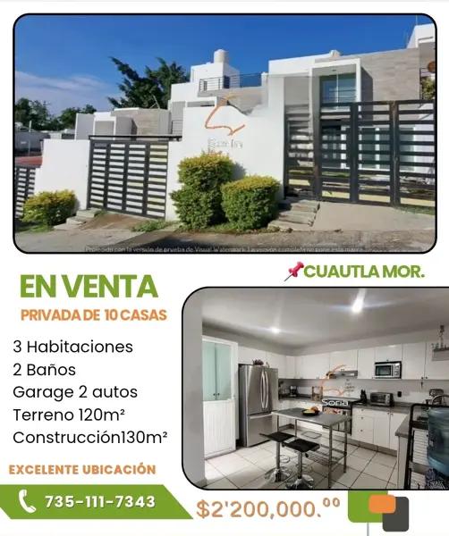 CASA EN VENTA EN CUAUTLA
EMPLEADO POSTAL
$2,200,000.°° CASA EN VENTA EN CUAUTLA
EMPLEADO POSTAL
$2,200,000.°°
