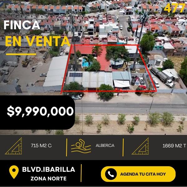 FINCA COMERCIALEN VENTA SOBRE BLVD IBARRILLA