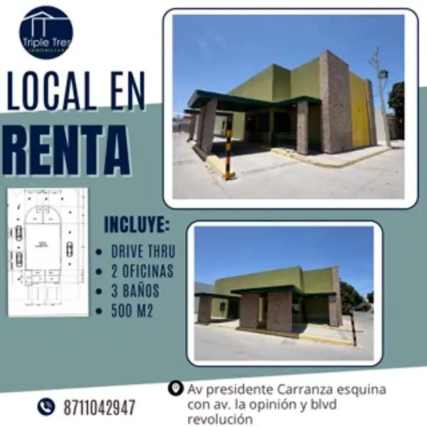 Local Comercial con Drive Thru en Renta en Blvd Revolución, Torreón Centro Local Comercial con Drive Thru en Renta en Blvd Revolución, Torreón Centro