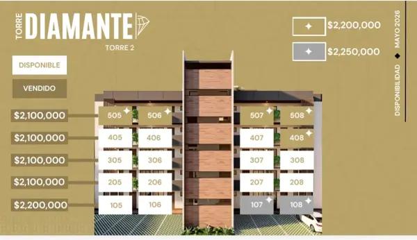 Departamentos en preventa desde $2,100,000 Torre Diamante