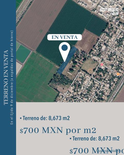 TERRENO EN VENTA EJIDO 9 DE DICIEMBRE