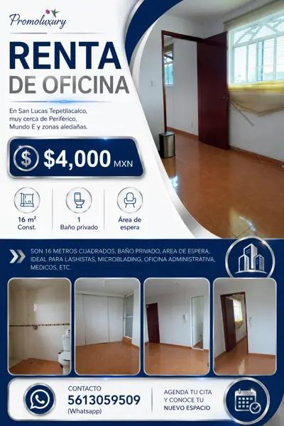 Oficina en renta en San Lucas Tepetlacalco, Tlalnepantla de Baz, México Oficina en renta en San Lucas Tepetlacalco, Tlalnepantla de Baz, México