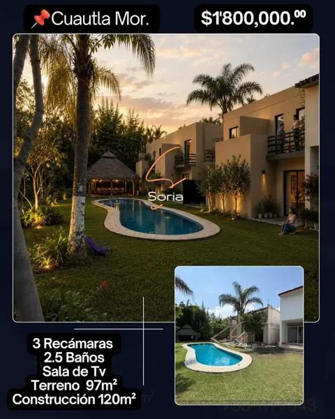 CASA EN CUAUTLA MORELOS 

$1,800,000.°°

Condominio  Oasis de Calderón