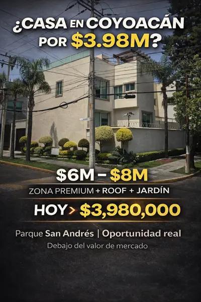 OPORTUNIDAD en Coyoacán – FRACCIONAMIENTO- ROOF GARDEN-JARDÍN. J.H.