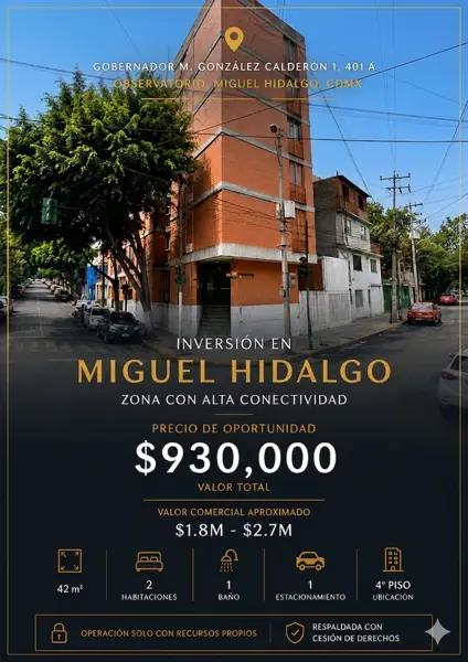DEPARTAMENTO EN MIGUEL HIDALGO POR DEBAJO DE SU VALOR COMERCIAL-SOLO RECURSO PROPIO