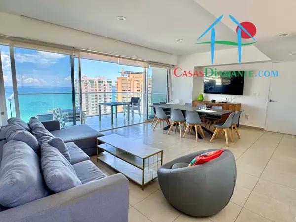 Departamento con 3 recámaras y terraza con vista parcial al mar