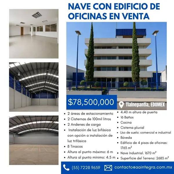 Nave con Edificio de Oficinas en Venta en Tlalnepantla