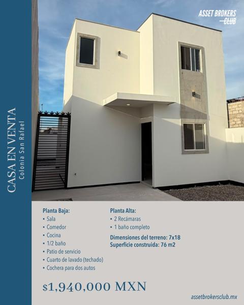 CASA EN VENTA COLONIA SAN RAFAEL