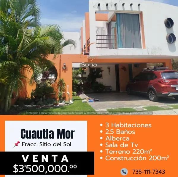 CASA EN VENTA
FRACCIONAMIENTO  SITIO DEL SOL