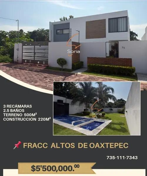 CASA EN ALTOS DE OAXTEPEC  MORLEOS