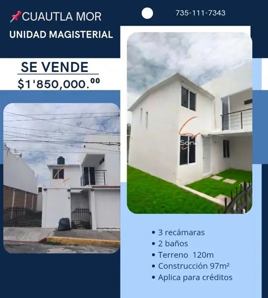 Casa en Cuautla Morelos 

  
En unidad magisterial"