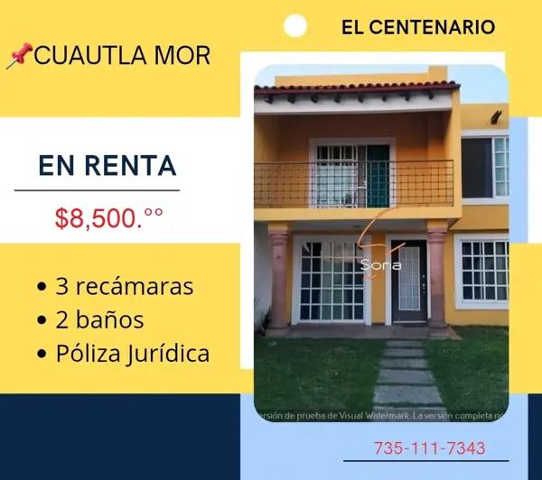 Renta bonita casa en fraccionamiento el CENTENARIO EN CASASANO