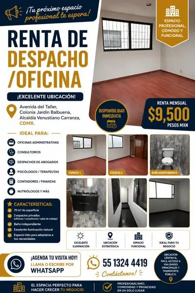 Renta de despacho/oficina en excelente ubicación