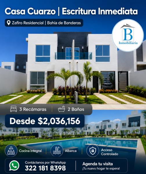 Casa de 3 Recamaras en "ZAFIRO RESIDENCIAL" bahía de banderas