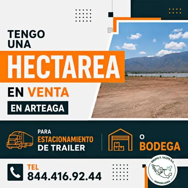 1 Hectárea en Venta en Arteaga | Ideal para Bodega o Patio de Tráilers