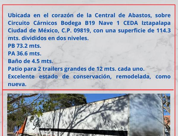 Bodega en Venta/Renta en la Central de Abastos con patio para 2 trailers