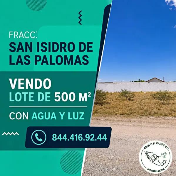 Lote de 500 m² en Venta en San Isidro de las Palomas | Con Agua y Luz