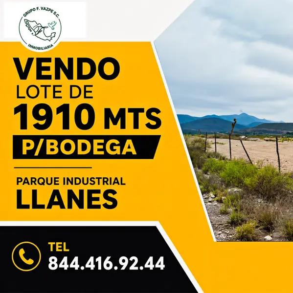 Terreno Industrial de 1,910 m² en Venta | Parque Industrial Llanes