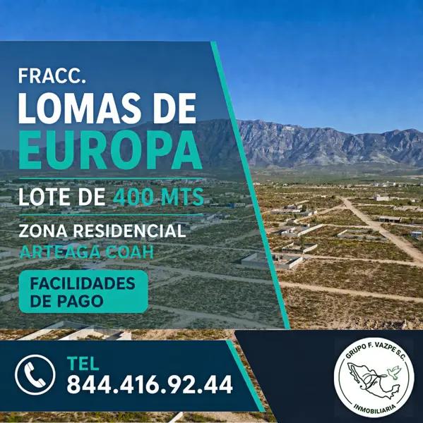Terreno Residencial de 400 m² en Venta | Lomas de Europa, Arteaga