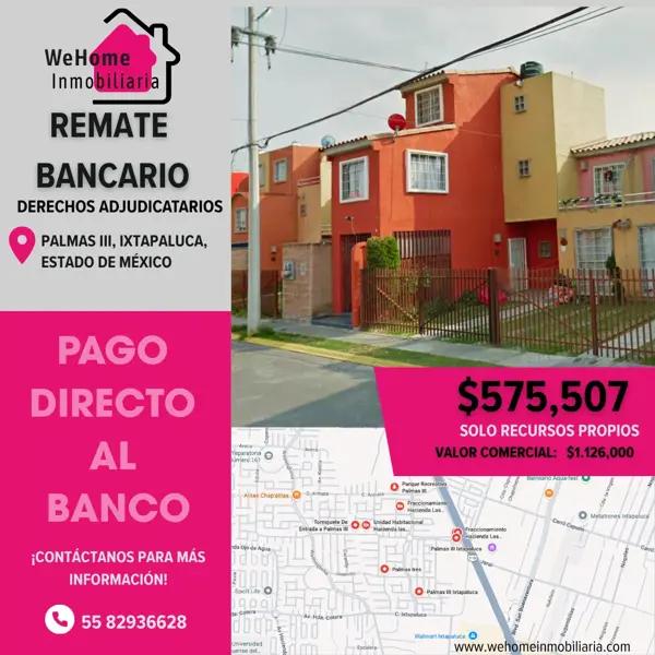 CASA EN VENTA-PALMAS III- IXTAPALUCA- EDO MEX