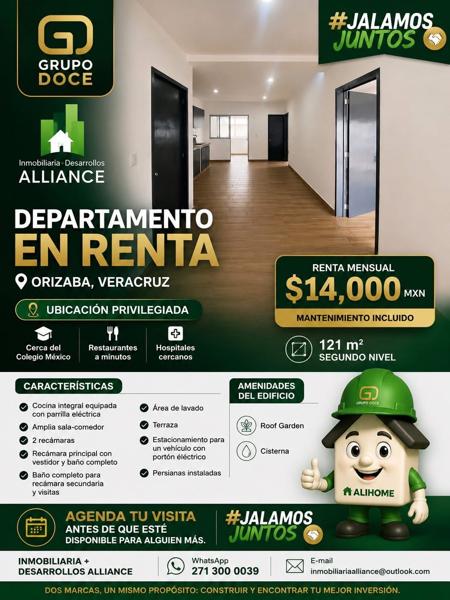 Renta o Venta de Departamento en Orizaba, Veracruz