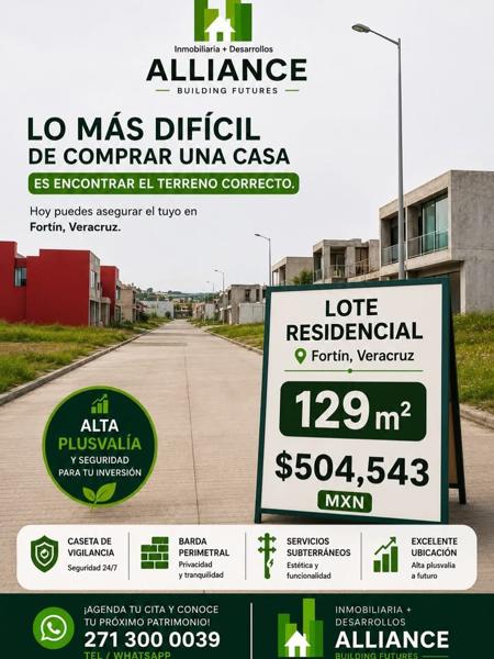 Venta de Lote en Fraccionamiento en Fortin, Veracruz